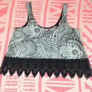 Free People Embroidered Cropped Fringe Tank